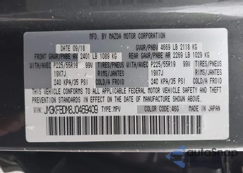 2018 Mazda Cx-5 Grand Touring z USA, uszkodzony, nr VIN JM3KFBDM8J0469409